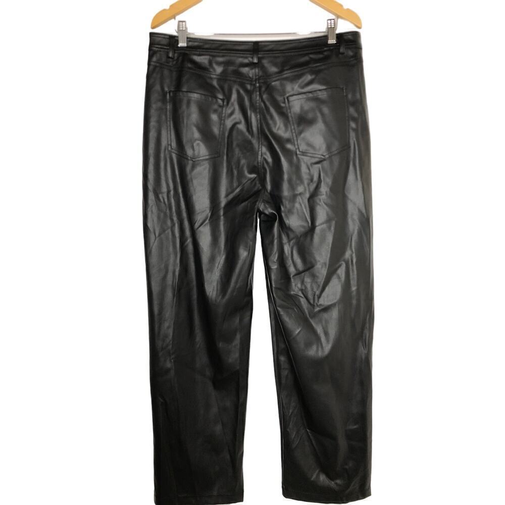 Halogen Pants Faux Leather Straight Leg 5-Pocket Trousers Rich Black NWT Size 14 - Picture 3 of 7